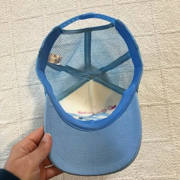 Dolphin Trucker Hat Paradise Embroidered Cap Blue White O/S Retro Kawaii Coastal - Picture 6 of 8